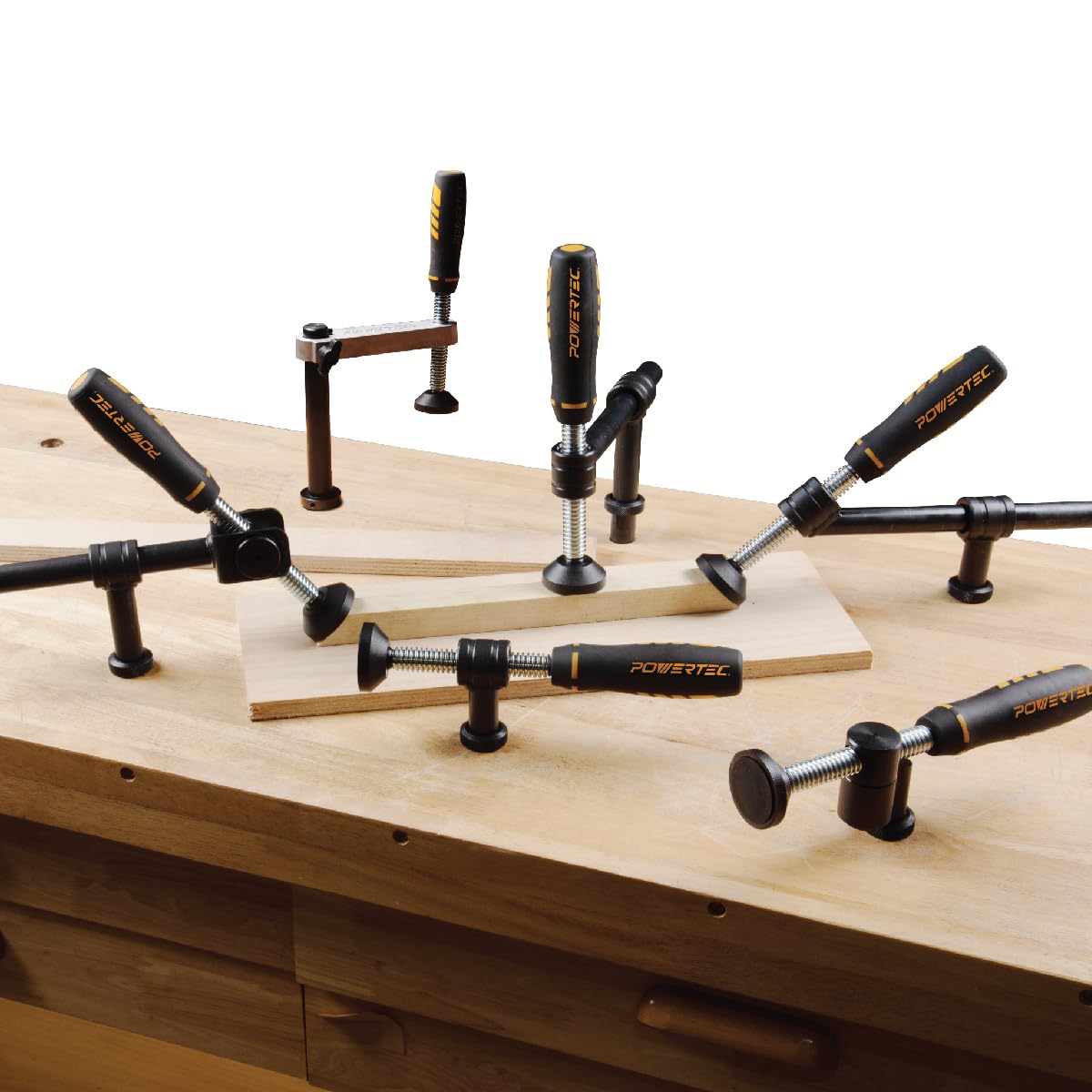 POWERTEC 71973 Workbench Holdfast Clamp and Variable Angle Screw